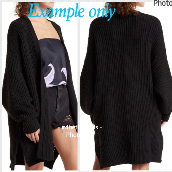 Free People Unisex Oversize Thick Cotton Ribbed Single Button Black Cardigan S P - Picture 8 of 16